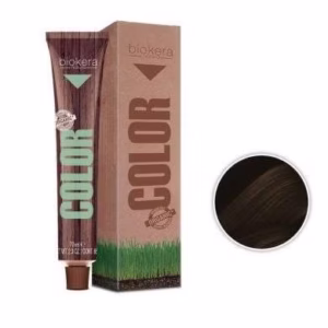 BIOKERA NATURA COLOR CHÂTAIGNE 4 – 60 ml + Crème Oxydante 60 ml – Teinte châtaigne chaude et uniforme, soin profond de la fibre capillaire