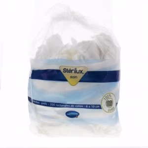 STERILUX Pads – Sachet De 200 Rectangles De Coton 8x10 cm