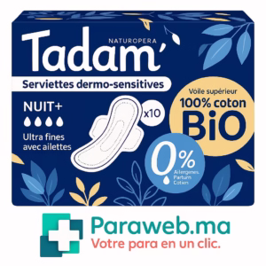 TADAM SERVIETTES DERMO-SENSITIVES Nuit Coton Bio