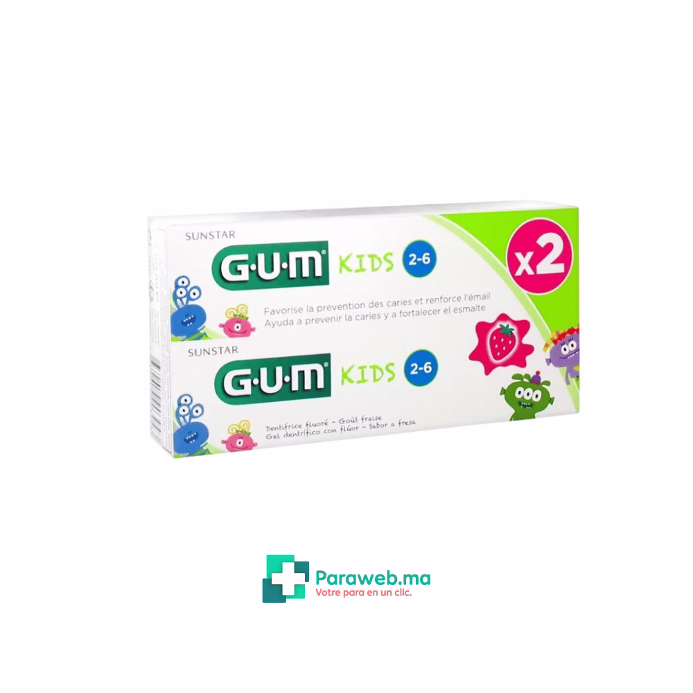 GUM Pack 2 Dentifrices Kids 2–6 Ans